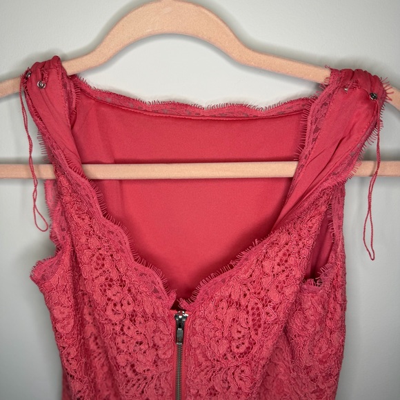 Adrianna Papell Coral Lace Cocktail Dress Wedding Guest Formal Sheath Size 2 - Picture 14 of 14